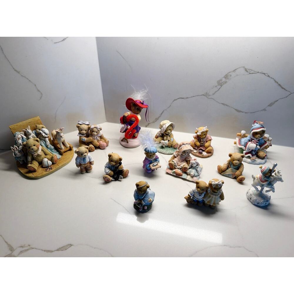 13 Piece Vintage Cherished Teddies & Hamilton Collection Figurine Lot